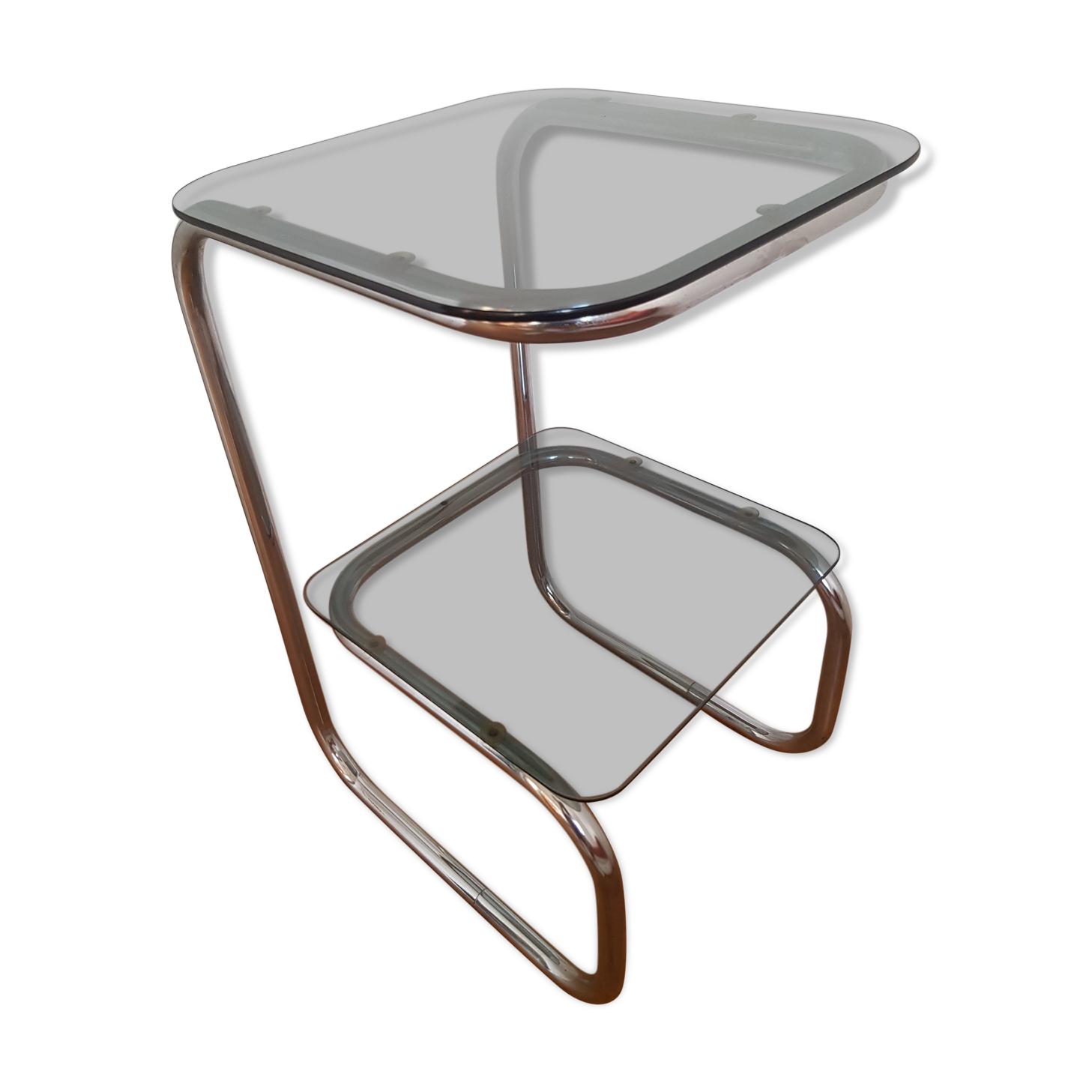 Metal console and smoked glass