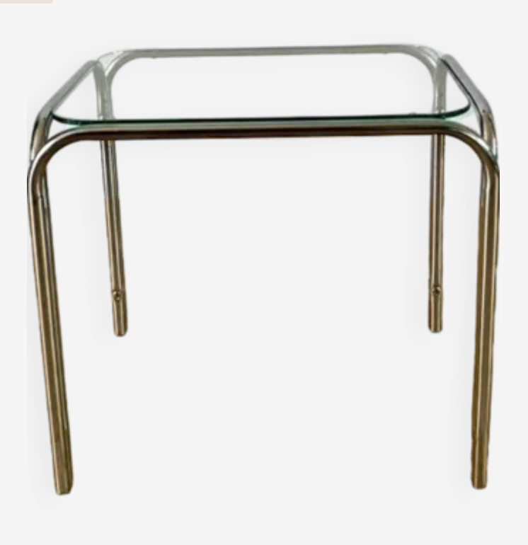 Glass and chrome coffee table 70s H37 x L33 x D29