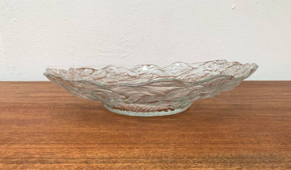 Vintage frosted glass bowl, 1970s.