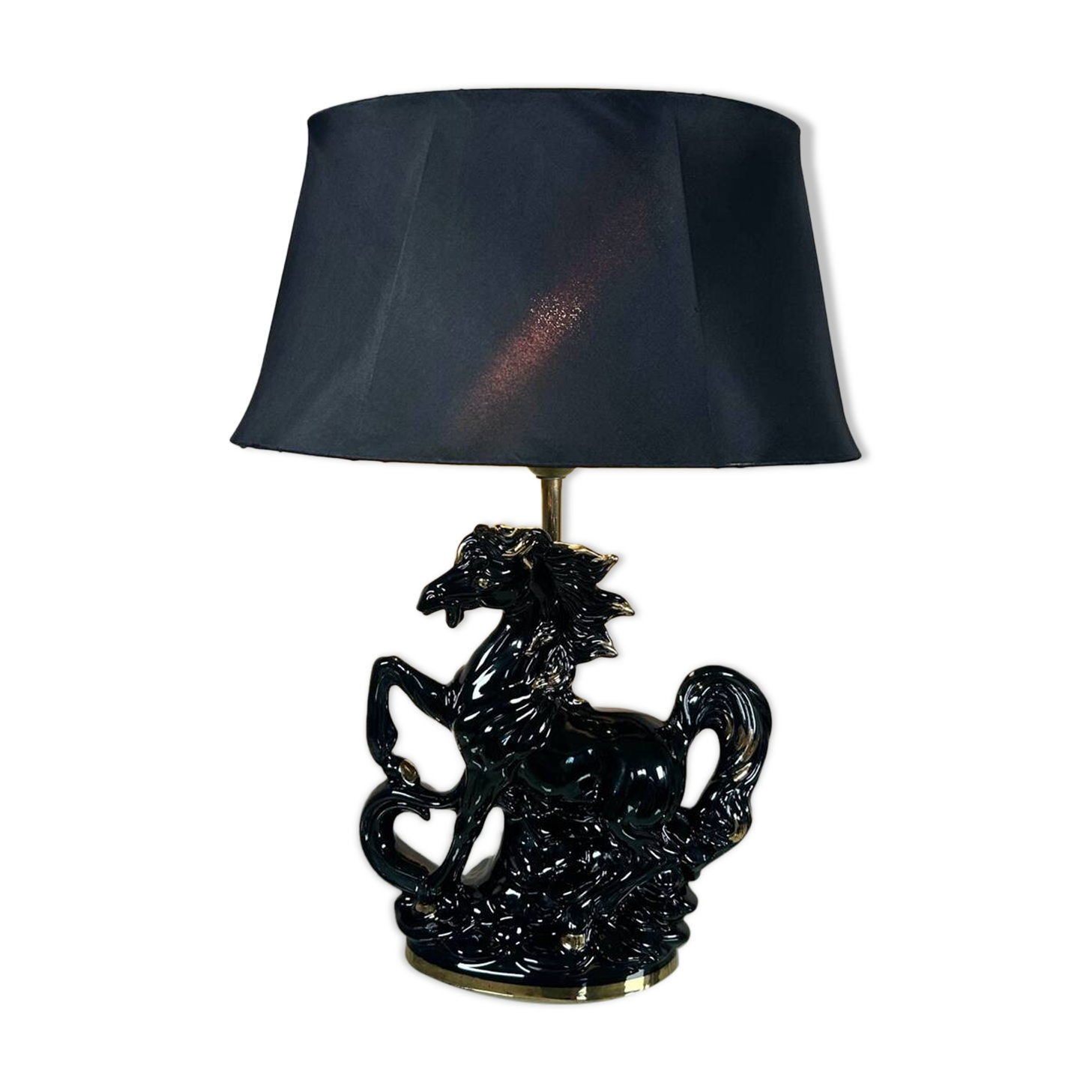 Lampe en céramique cheval, années 70