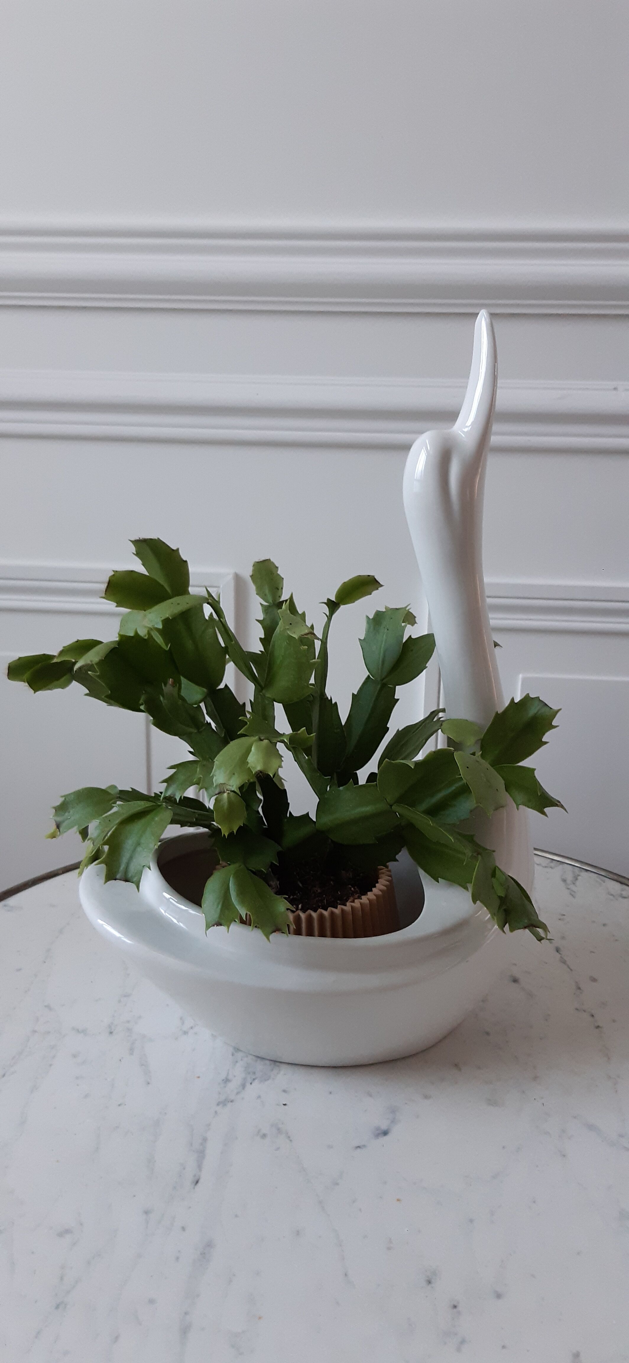 Ceramic swan planter pot cover 50s-60s