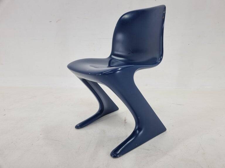 Midcentury Blue Kangaroo Chair Designed by Ernst Moeckl, Germany, 1960s