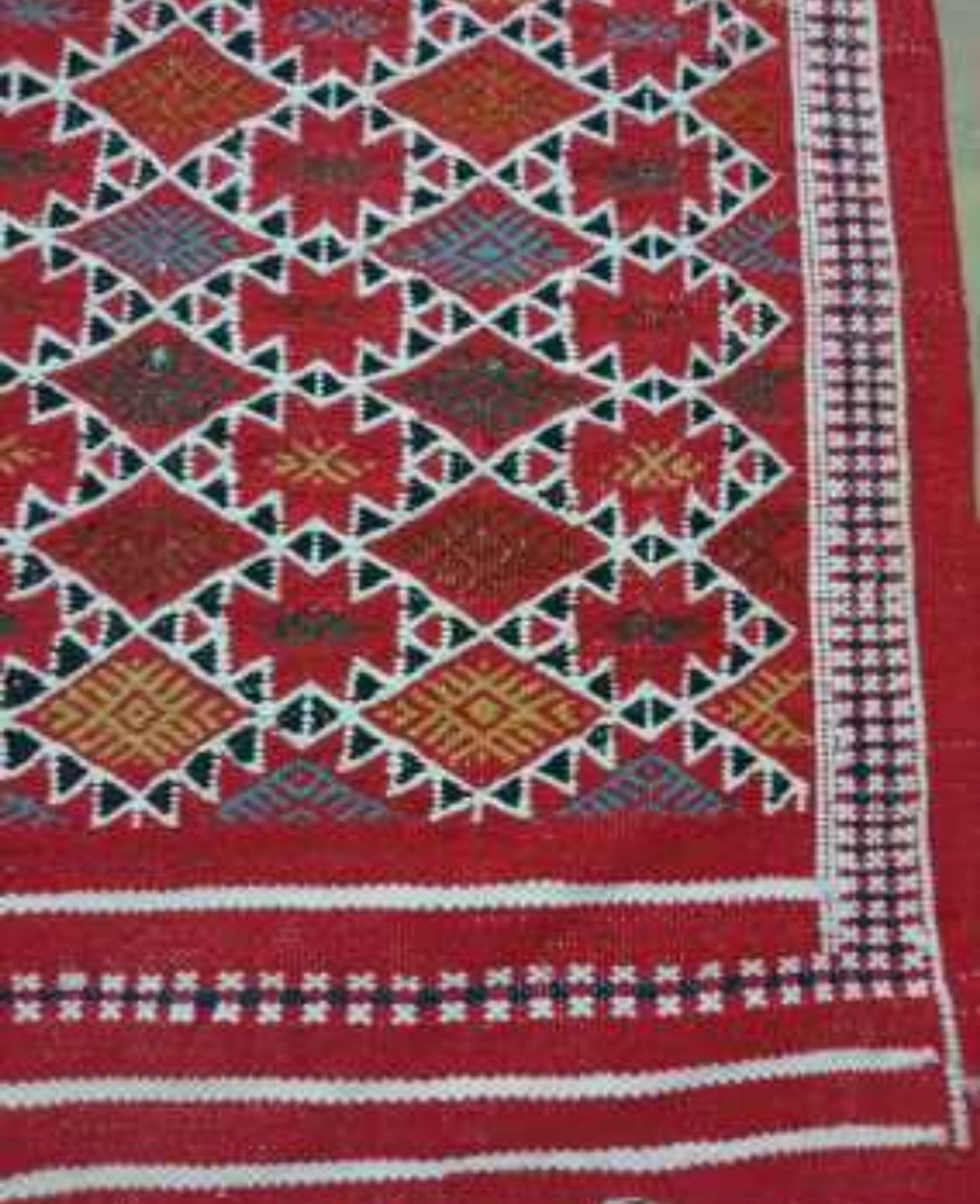 Red Berber carpet Handmade wool 105x205cm