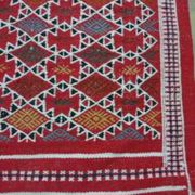 Red Berber carpet Handmade wool 105x205cm