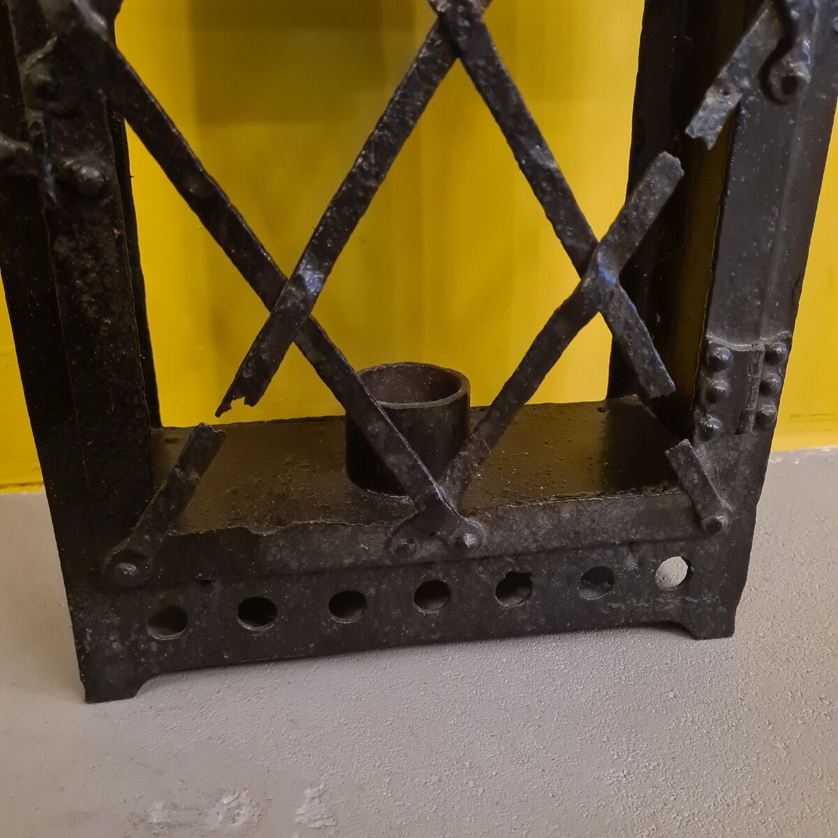 Antique French Wrought Iron Wall Lamp, partly from 1600s