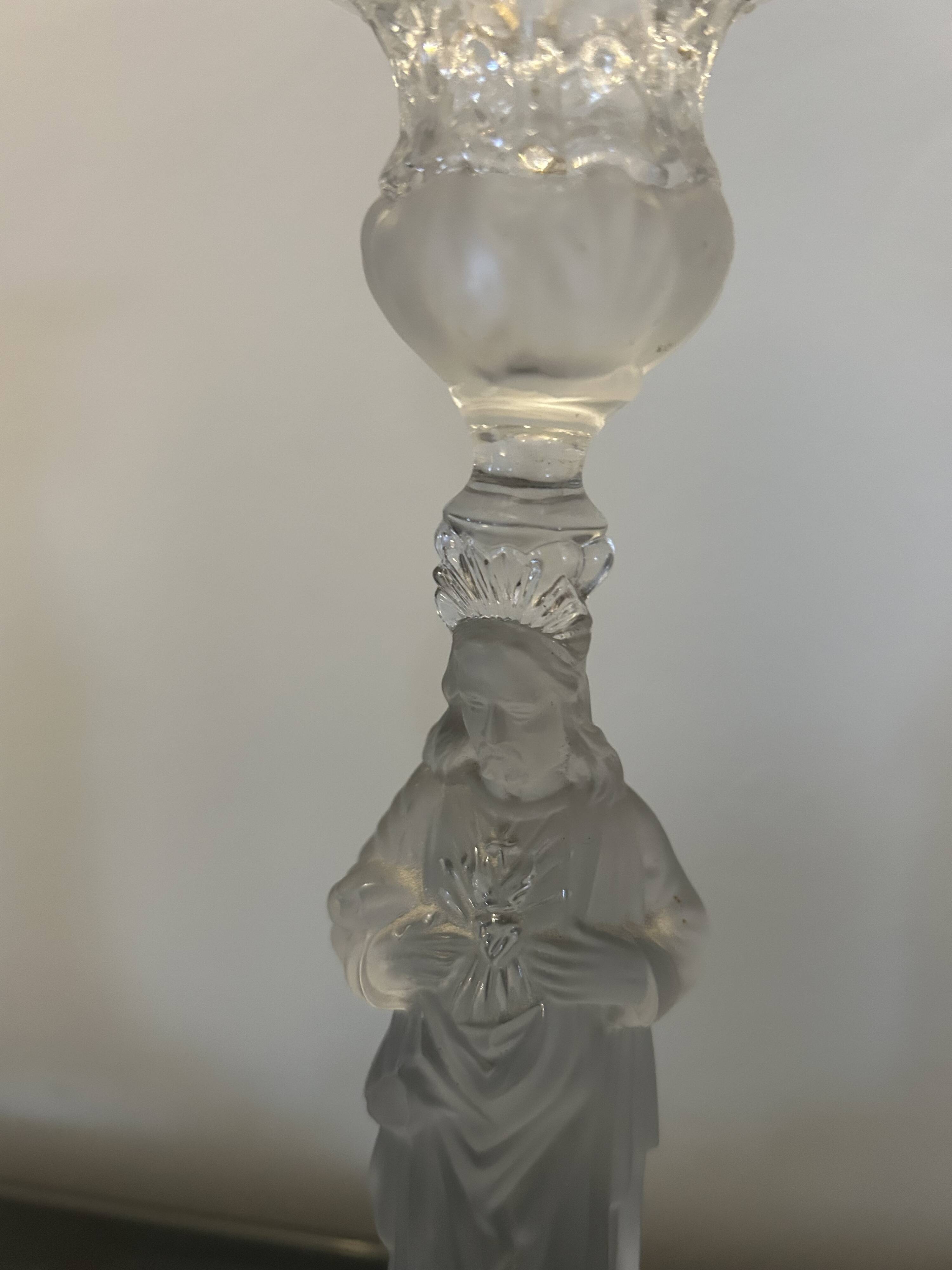 3 clear glass candle holders