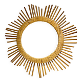 Round rattan mirror