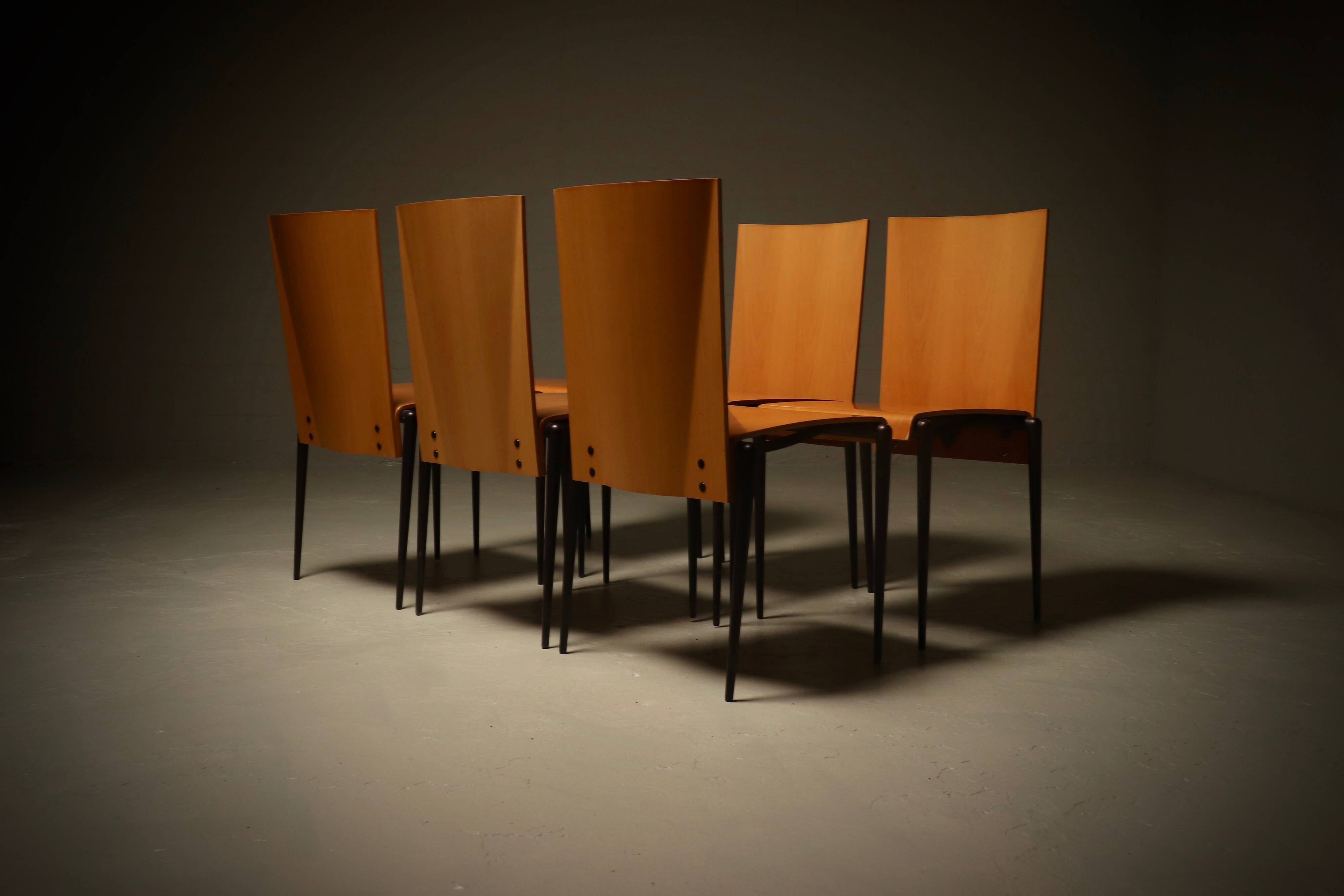 Set of 6 Post Modern Dining Chairs by Cidue Italy 1990s