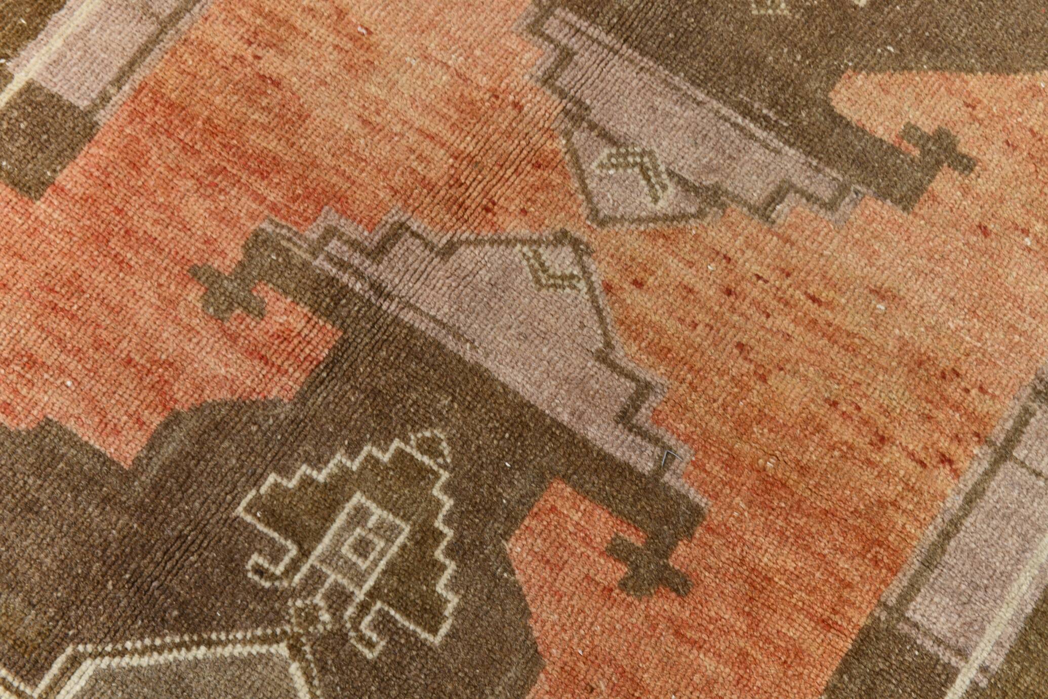 5x13 Tapis Couloir Anatolien Vintage, Tapis Turc Brun Taupe, 159x385 Cm