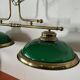 Lighting, billiard chandelier in brass and opaline