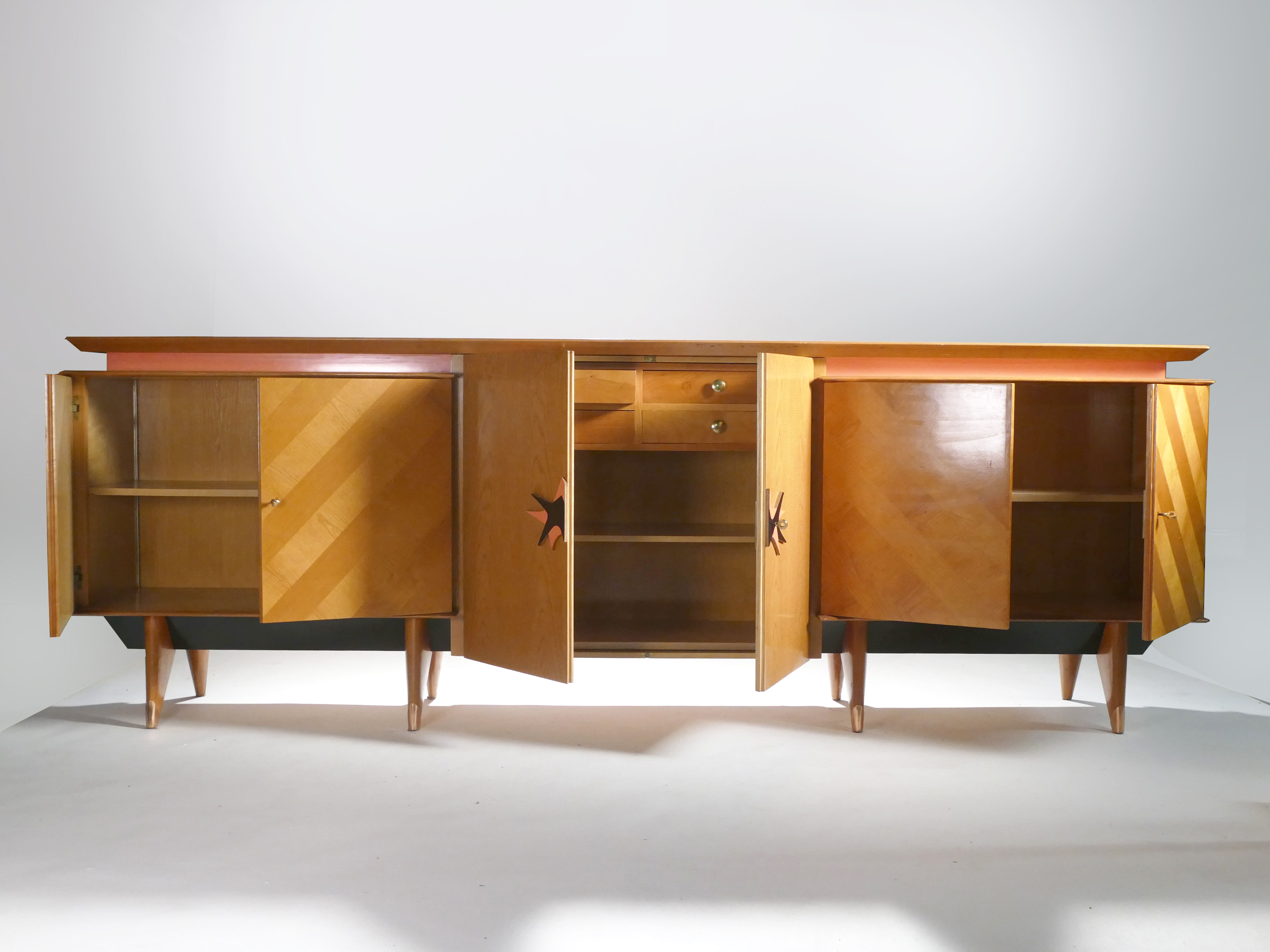 Modernist enfilade cherrywood around 1950