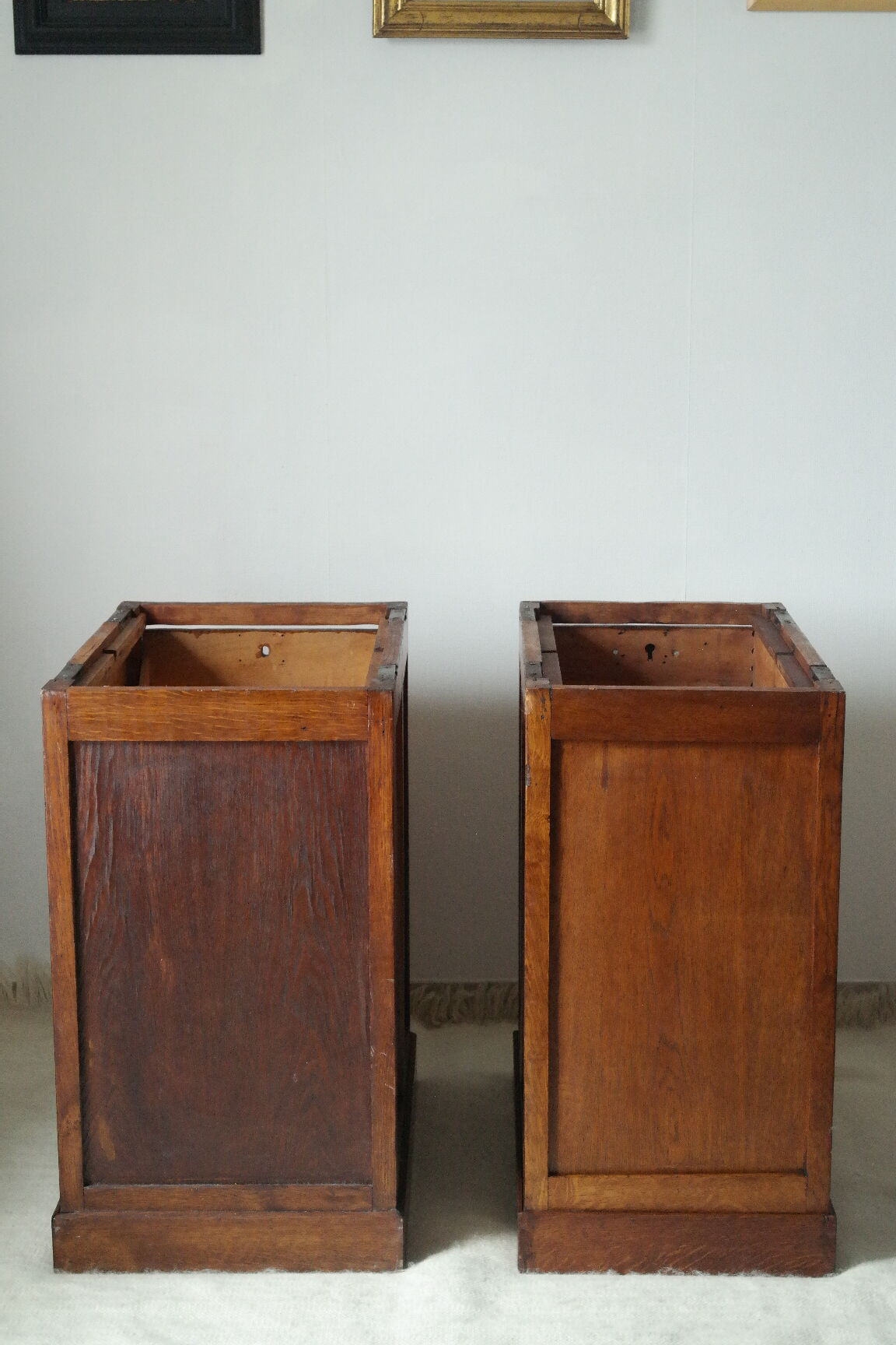Bureau caisson d'atelier vintage en chêne