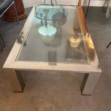 Coffee table - steel and glass - france - 1970 - 20th century
