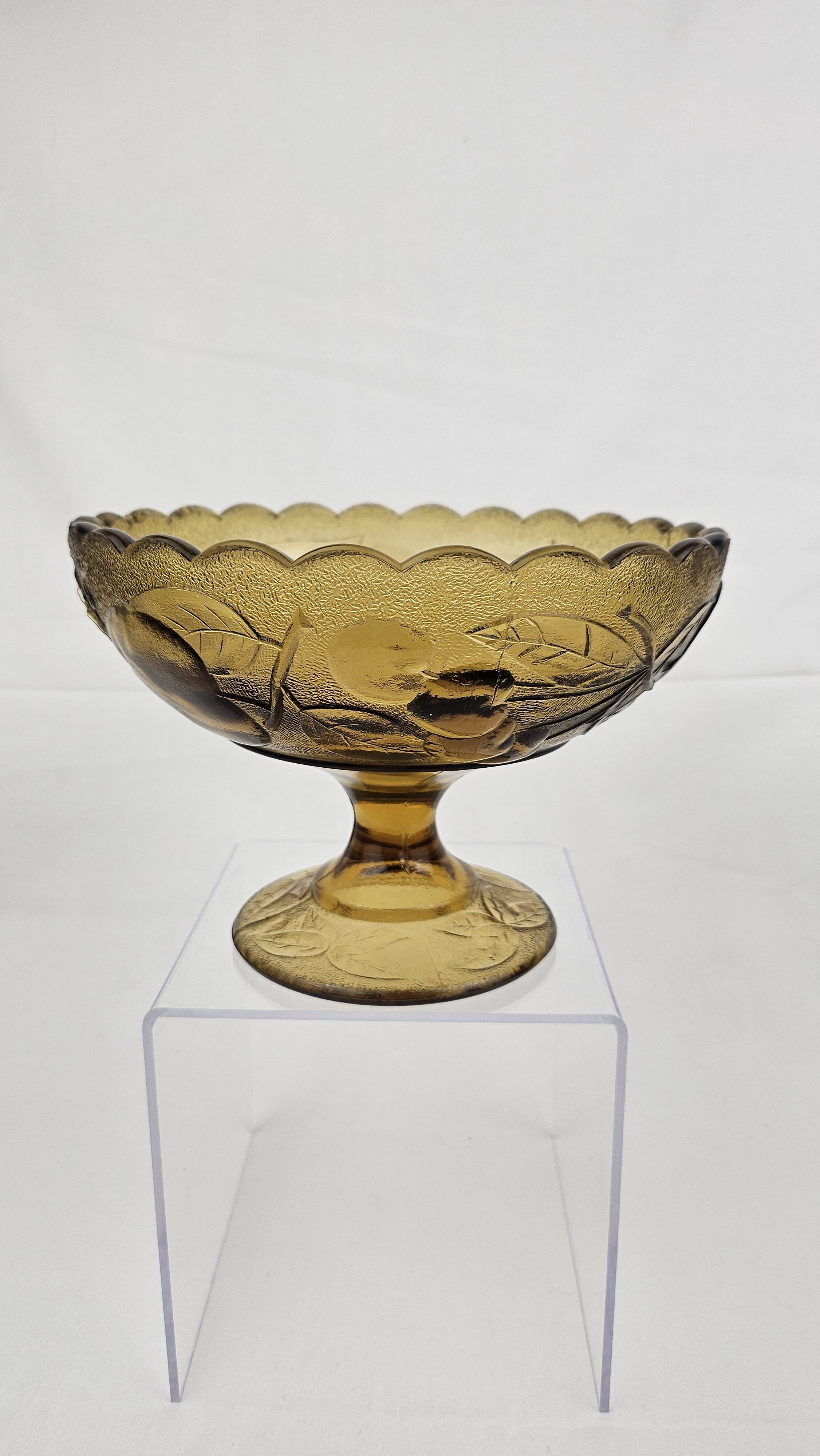 Amber glass compote – retro footed bowl vintage years