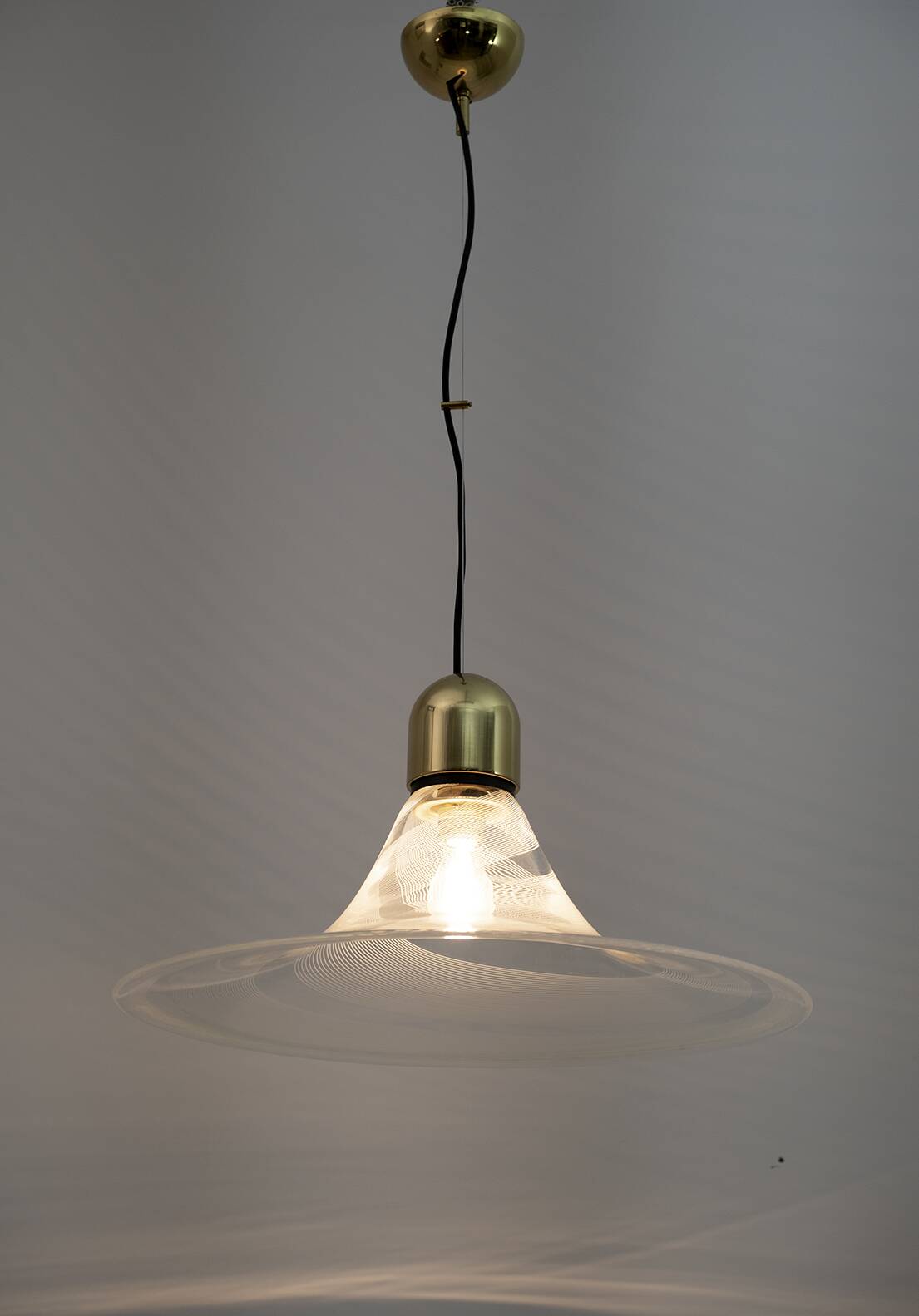 Mid-Century Modern Italian Murano Spiral Glass Pendant Lamp, 1970s