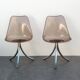 Pair of designer altuglas chairs, chrome base, vintage 1970