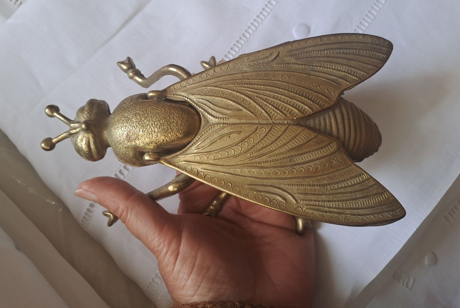 Large brass fly ashtray