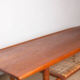 Danish coffee table in teak and rattan by KT Mobler 1960