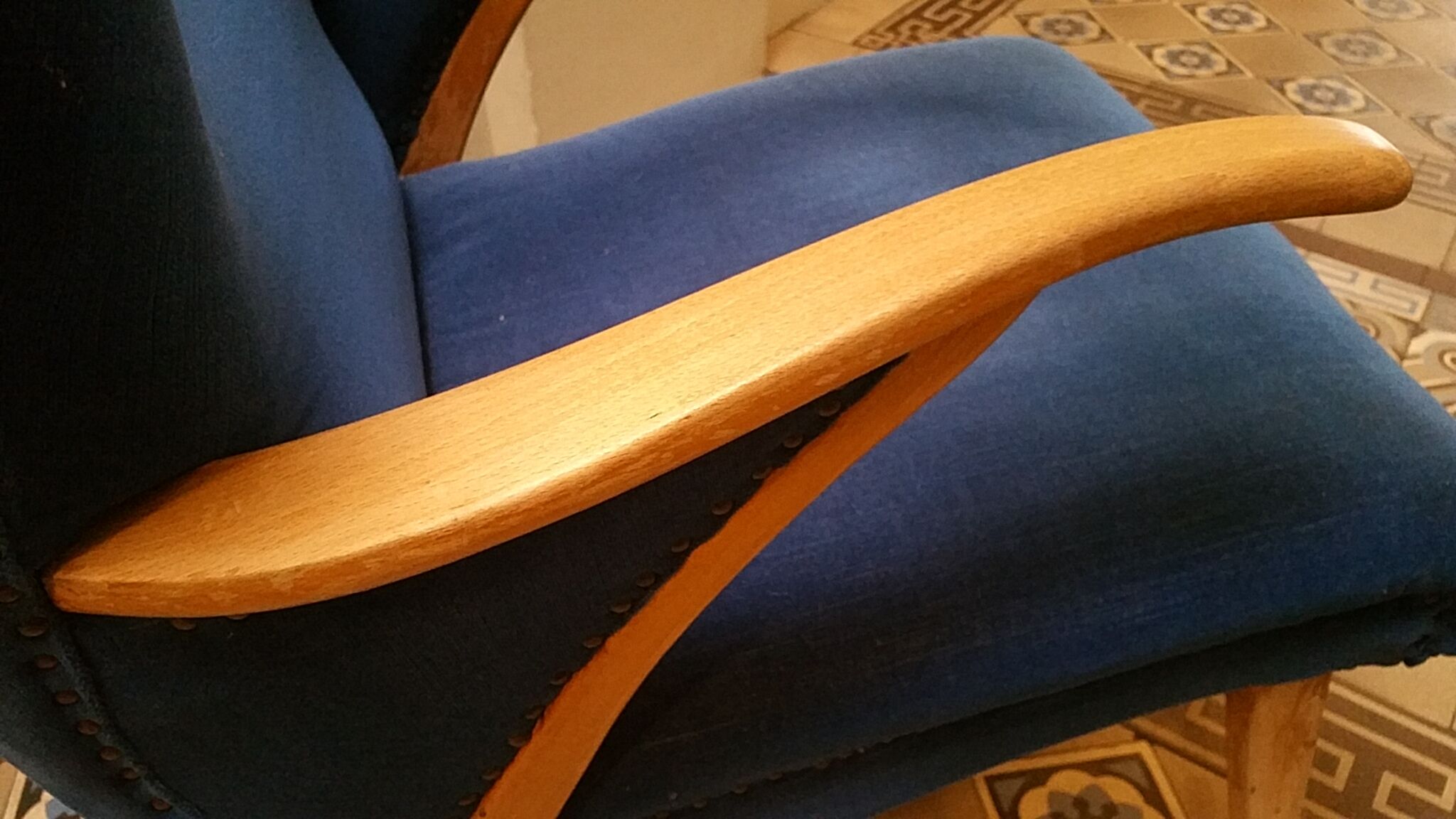 Pair of chairs Scandinavian wing stripes cocktail years 50 Blue