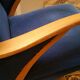 Pair of chairs Scandinavian wing stripes cocktail years 50 Blue