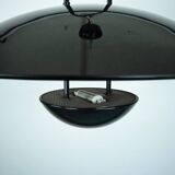 Vintage 1990s Black Pendant Lamp with Glass Top Shade. Italy