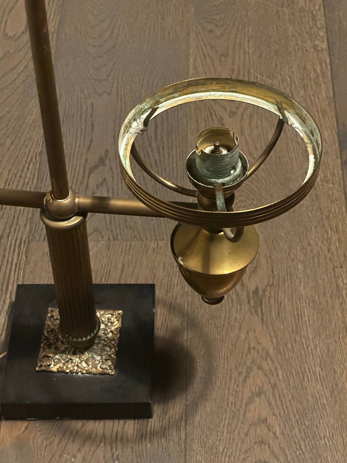 Double lamp fixture in brass, neo-classical style from the 1950s.