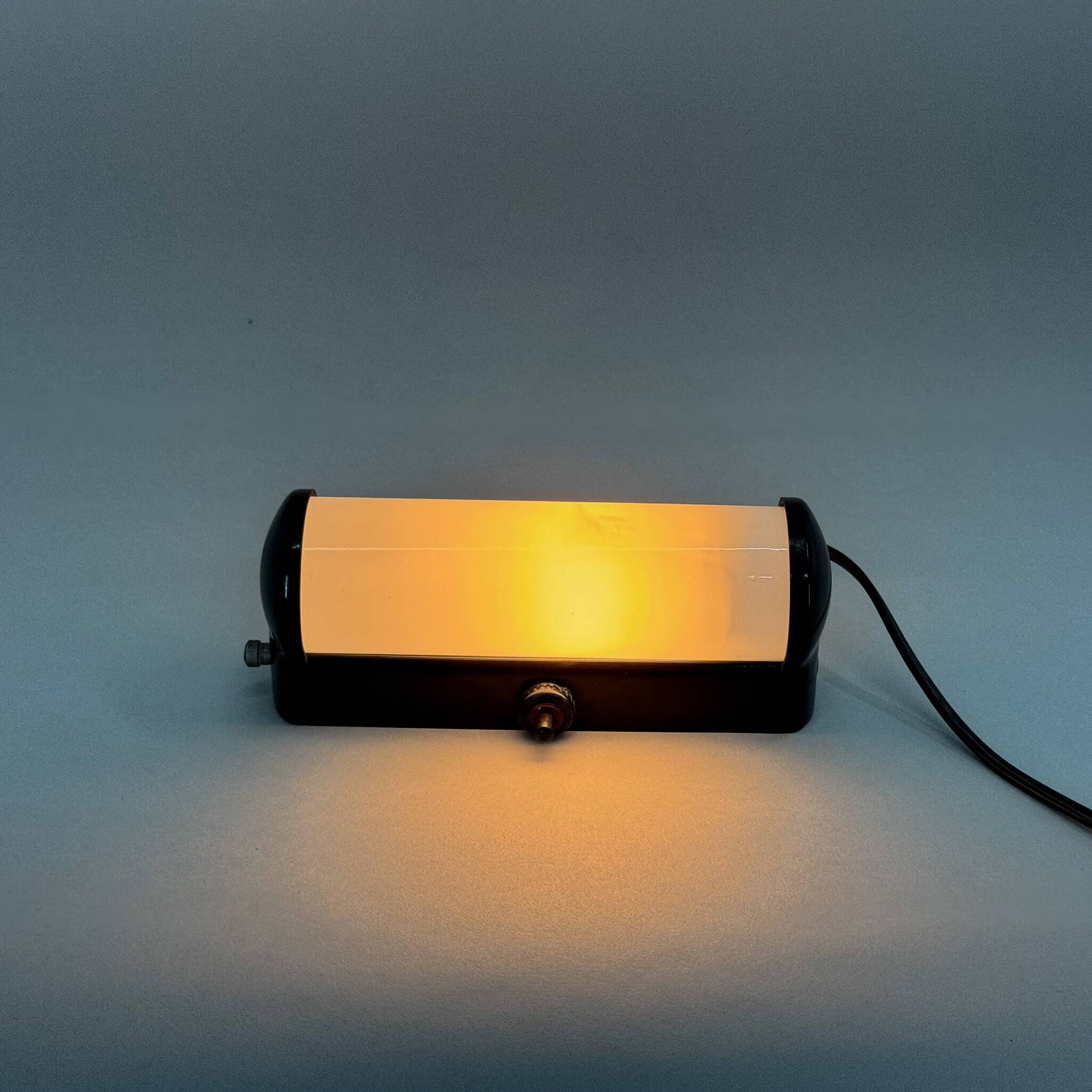 Bakelite and Milk Glass Wall Lamp, Czechoslovakia, 1950's