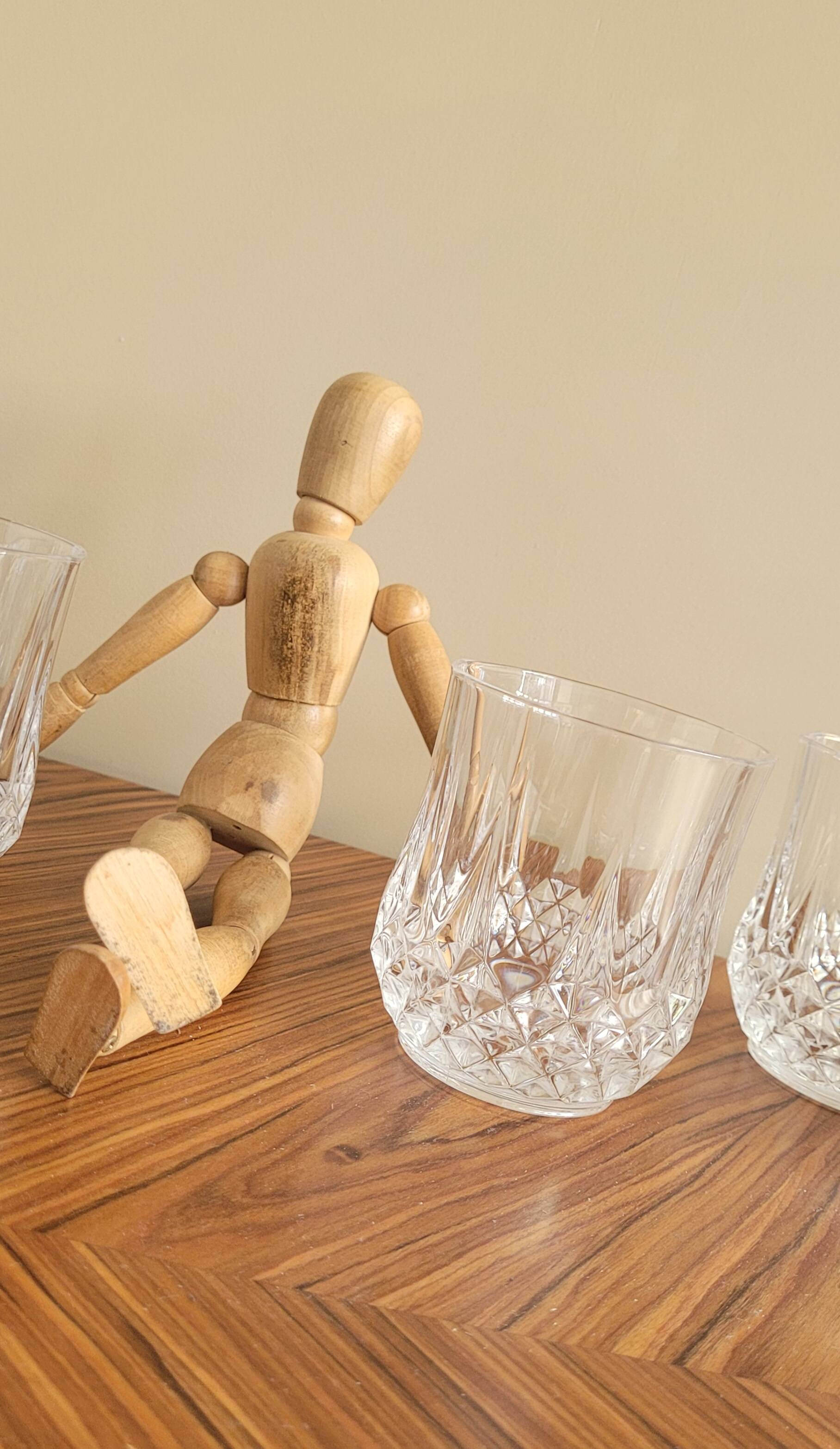 Set of 6 chiseled crystal water or whiskey glasses