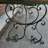 Rectangular table in wrought iron and wood