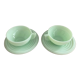 Paire de tasses verre opaline vert mint