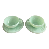 Paire de tasses verre opaline vert mint