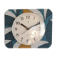 Vintage clock rectangular silent wall clock "Jaz blue white ochre"