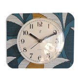 Vintage clock rectangular silent wall clock "Jaz blue white ochre"