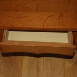 2 oak veneered cross-braced bedside tables