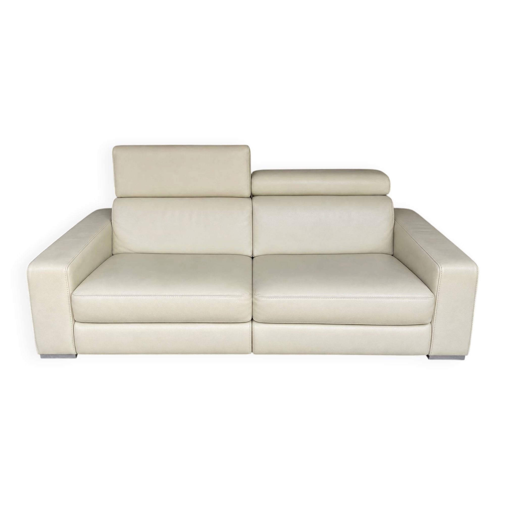 Rochebobois ivory leather sofa