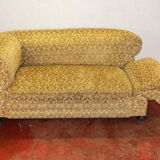 Drop end settee in material - gold colour ,