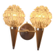 Applique murale double style scandinave - Verre moulé et teck - 1960