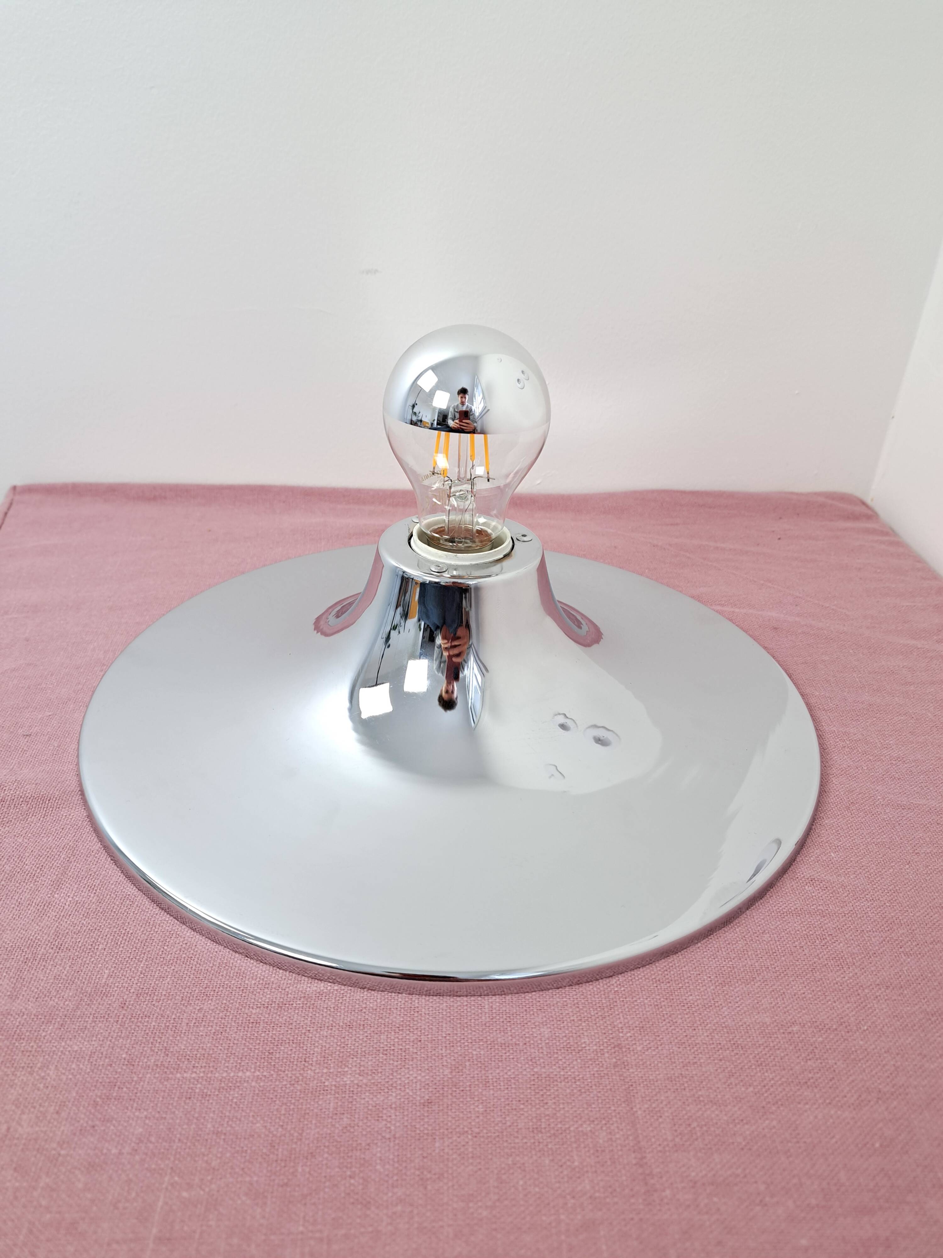 Chrome wall or ceiling light Goccia UFO design space age