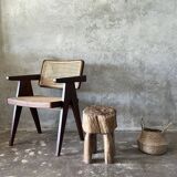 Brutalist stool in upcycled solid blond teak H:40 D:32