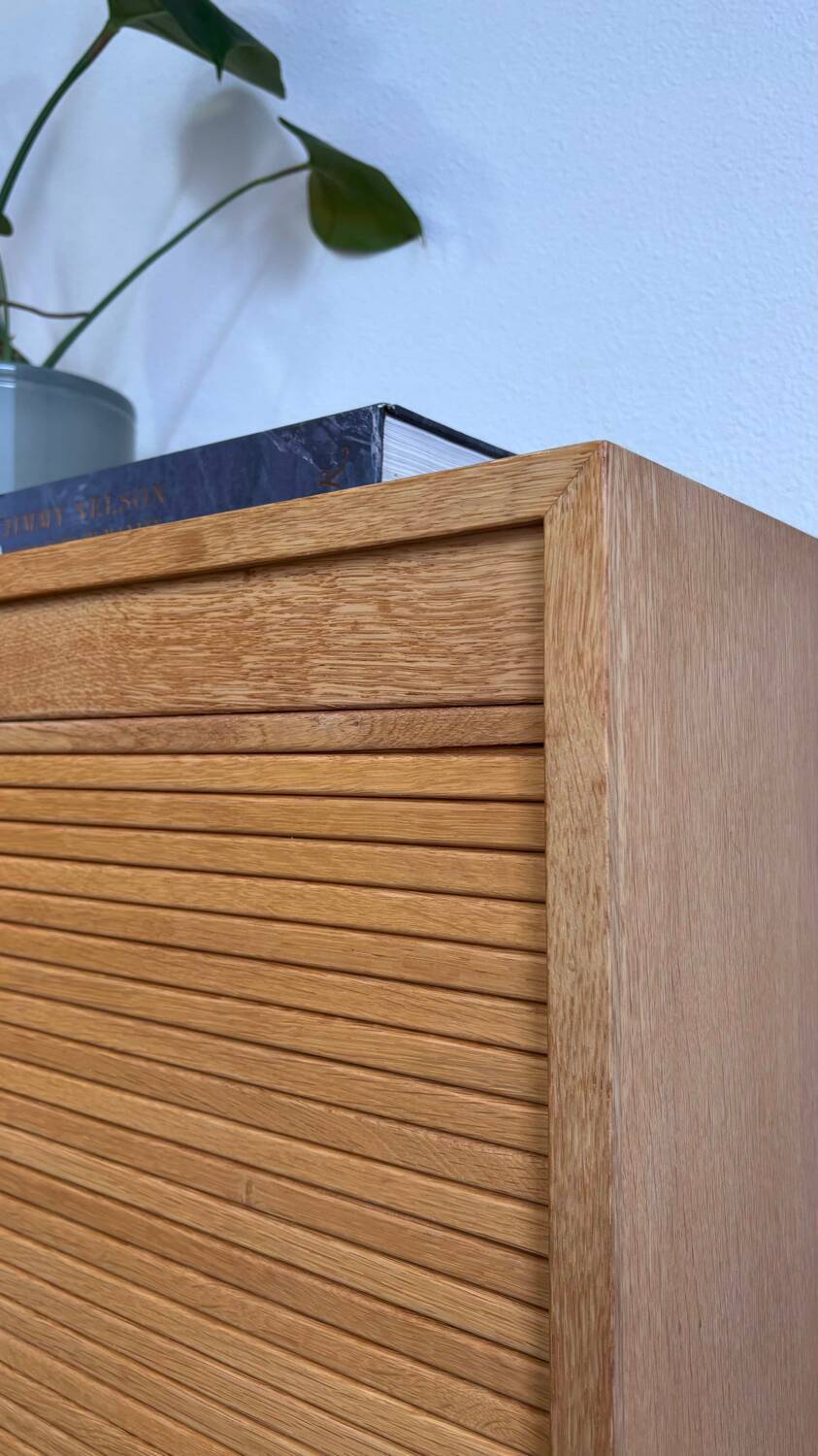 Vintage tambour cabinet - archive in oak