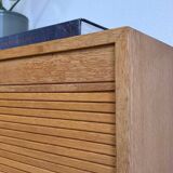 Vintage tambour cabinet - archive in oak