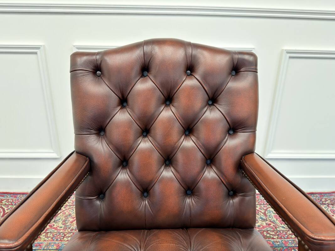 English Chesterfield Office Chair Oxblood