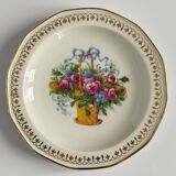 5 Assiettes à Dessert en Porcelaine de Limoges Nœud, Fleurs et Panier