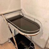 Vintage chrome and smoked black glass bar cart - 1970s design