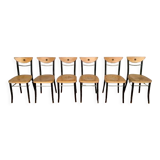 Series of 6 vintage curved wood bistro chairs