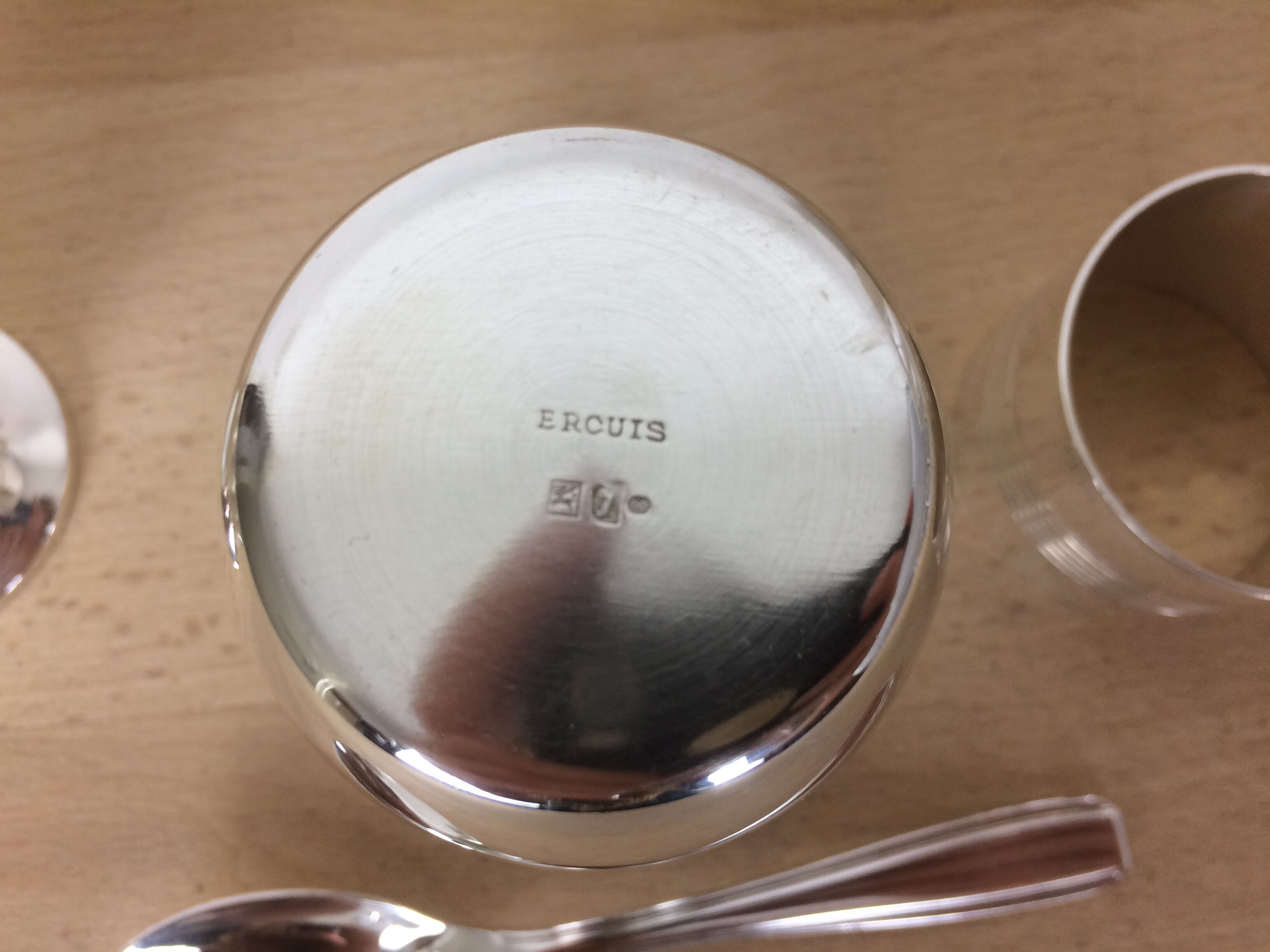 Silver metal Ercuis box, birth or baptism