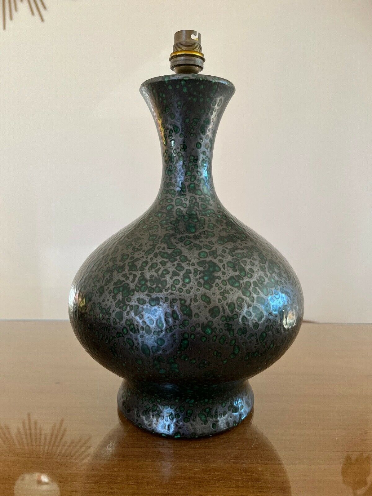 Lamp foot in gray ceramic speckled with green 50s 60s