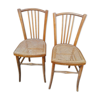 Chaises bois bistrot barreaux cannage