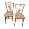 Chaises bois bistrot barreaux cannage