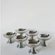 Set of 6 high stainless steel cups, wide base, Design, 1970 - 6 X 9 cm